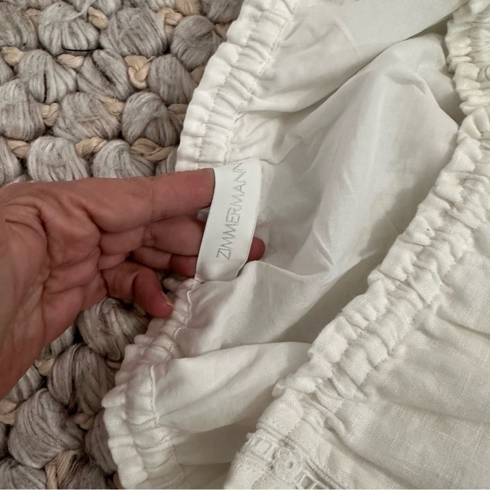 Zimmermann HALCYON BRODERIE maxi SKIRT white linen embroidered bottom size 0 - Picture 3 of 4